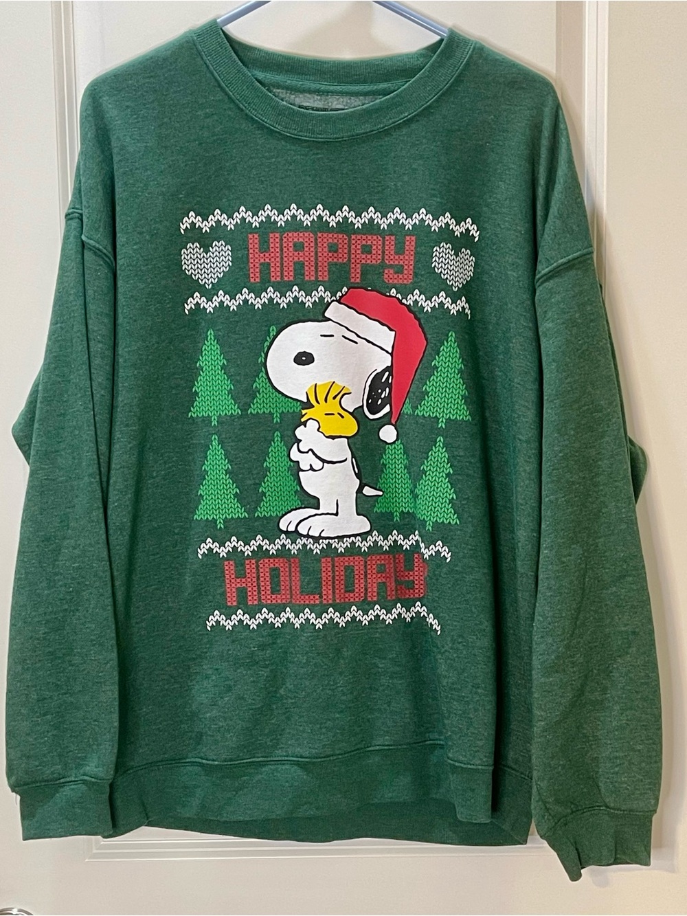 Peanuts Green Snoopy Holiday Sweatshirt L